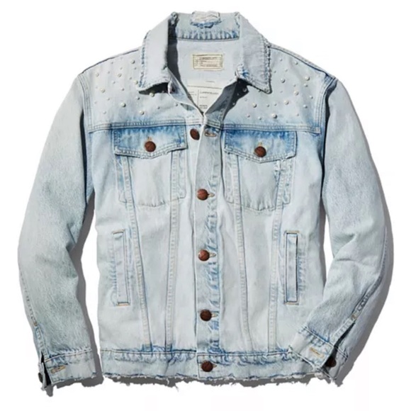 Current/Elliott Boyfriend Trucker studded distressed denim jean jacket - Large - Picture 4 of 4